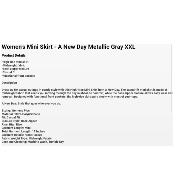 Women's Mini Skirt - A New Day Metallic Gray XXL - Picture 7 of 7